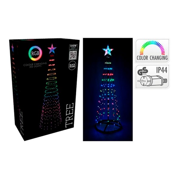 árbol de navidad 154 led rgb negro exterior 150 cm